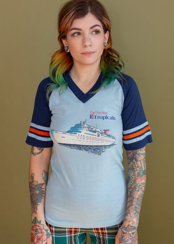 Vintage 1980s Tropicale Athletic V Neck