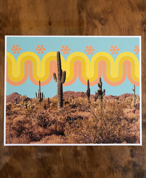 70s Wave Saguaro Print