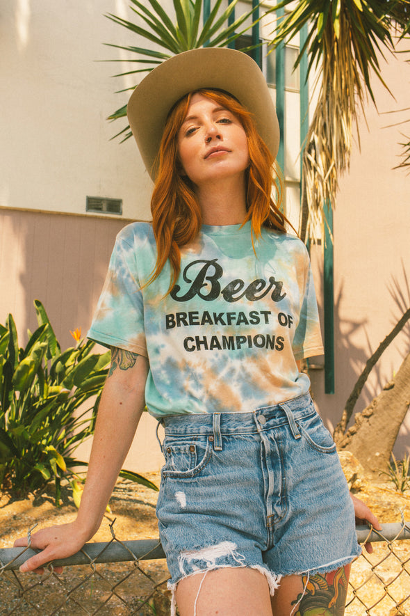 Beer Breakfast of Champions Tie Dye Unisex Tee