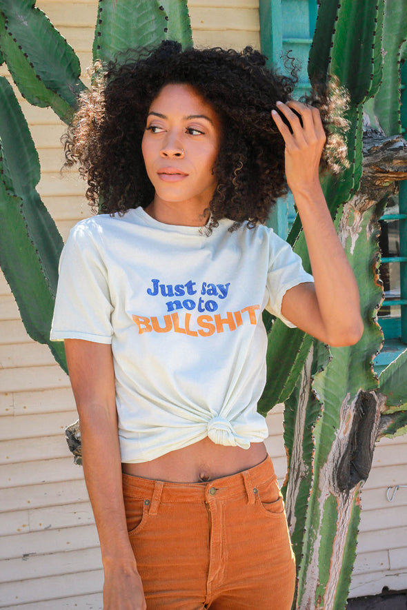 just say no to bullshit electric west 70s graphic tee
