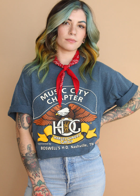 Vintage 90's Striped Nashville Harley Tee