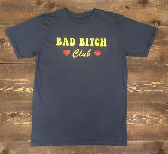 vintage inspired 70s 80s bad bitch club graphic tee electric west