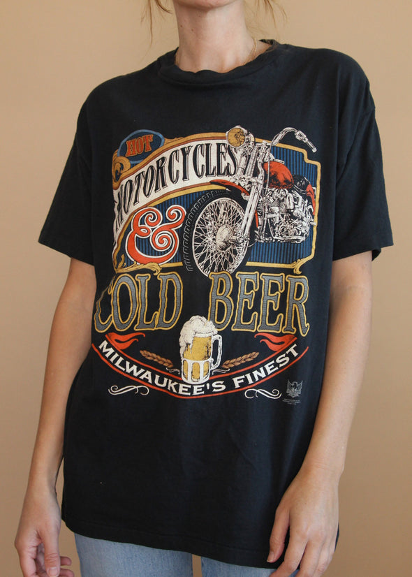 Vintage 1994 Motorcycles and Cold Beer Tee
