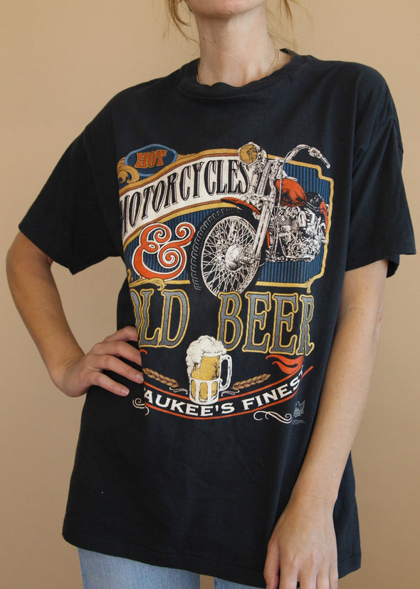 Vintage 1994 Motorcycles and Cold Beer Tee