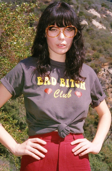 vintage inspired 70s 80s bad bitch club graphic tee electric west