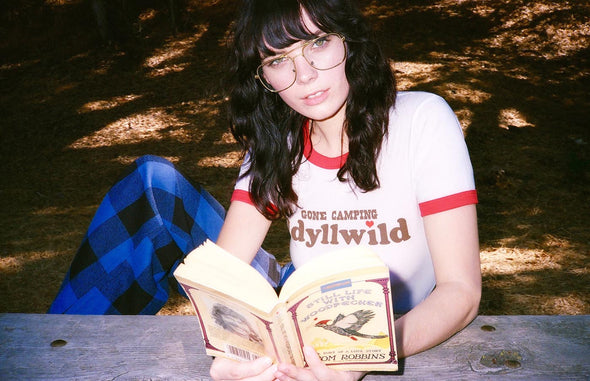 vintage 70 inspired gone camping idyllwild ringer tee electric west graphic tee