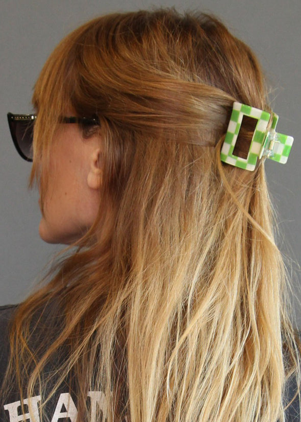 Green and Cream Checkered Clip