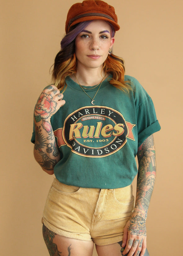 Vintage 1991 Grungy Harley Rules Tee