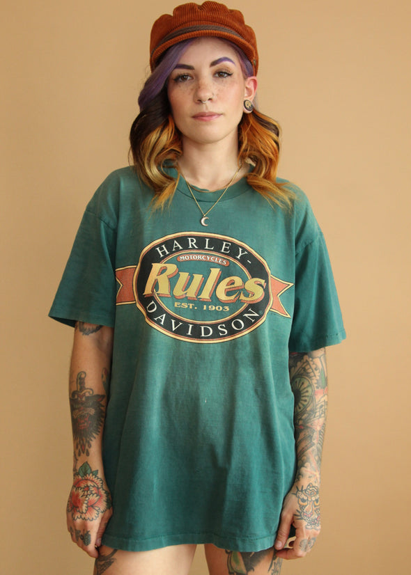 Vintage 1991 Grungy Harley Rules Tee