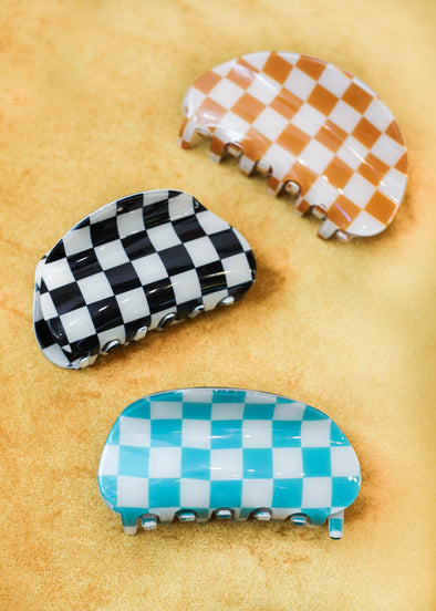 Rounded Checkered Hair Clip