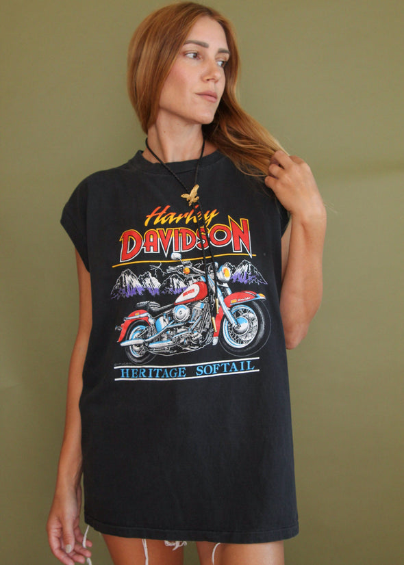 Vintage 90s Harley Softail T-shirt Dress