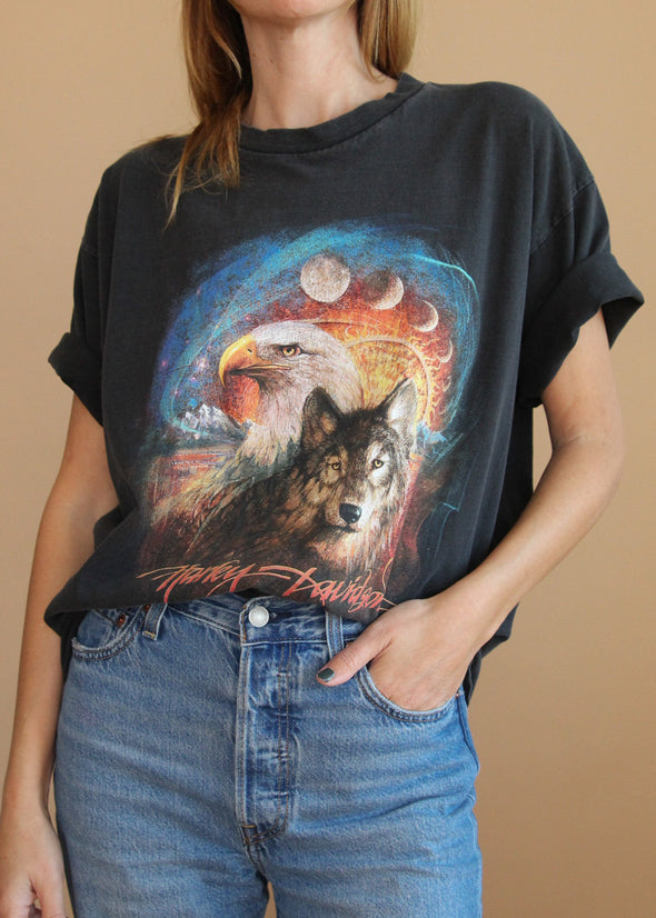 Vintage Y2K Harley-Davidson Wolf/Eagle Tee