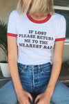 SAMPLE SALE If lost please return me to the nearest bar tee