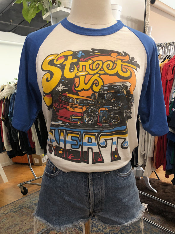Vintage 1980's Rare Street is Neat Dave Bell Raglan Tee