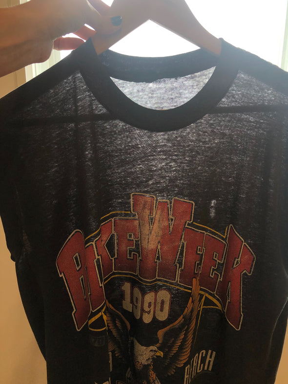 Vintage 1990 Paper Thin Trashed Harley Bike Week Tank