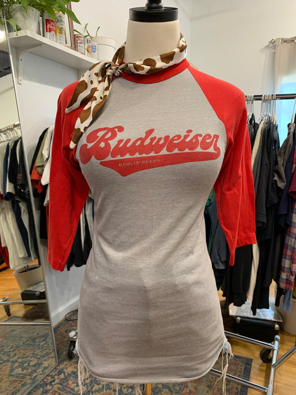 Vintage 1980's Budweiser Beer Ringer Tee
