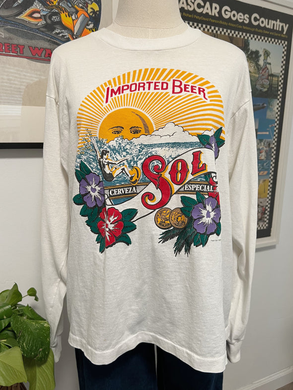 Vintage 90's Grungy Sol Cerveza Long Sleeve Tee