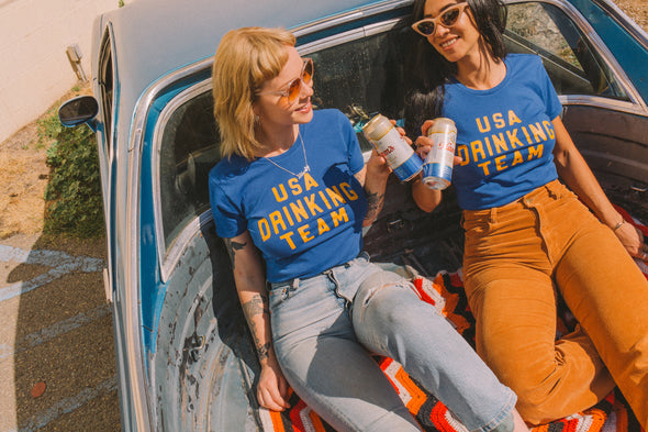 USA Drinking team womens cotton vintage inspired beer tee