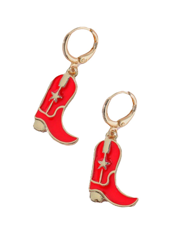 Red Cowboy Boot Earrings