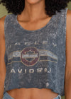 Vintage Acid Wash Harley Cropped Tank