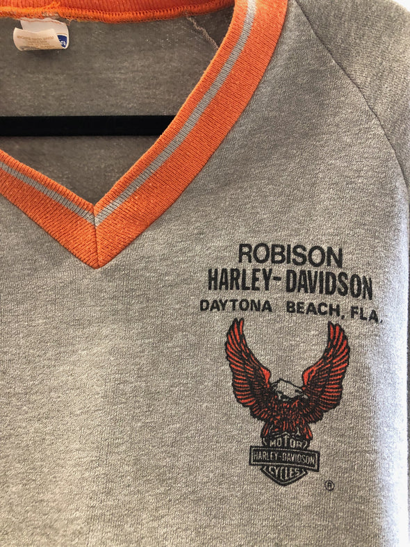 Vintage 1980s Rare Robison Harley V Neck Sweater