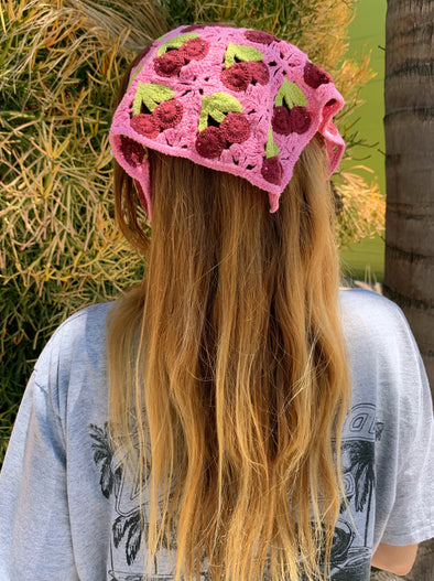 Cherry Crochet Head Scarf