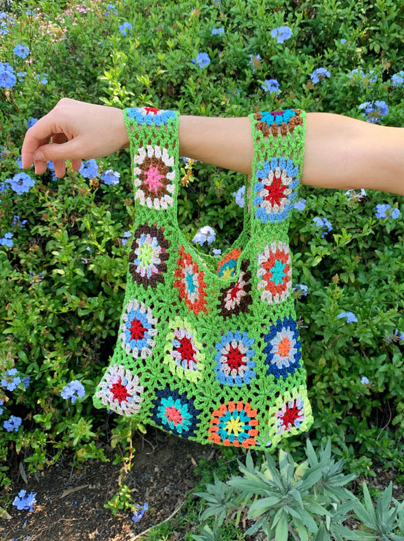 Green Crochet Square Bag