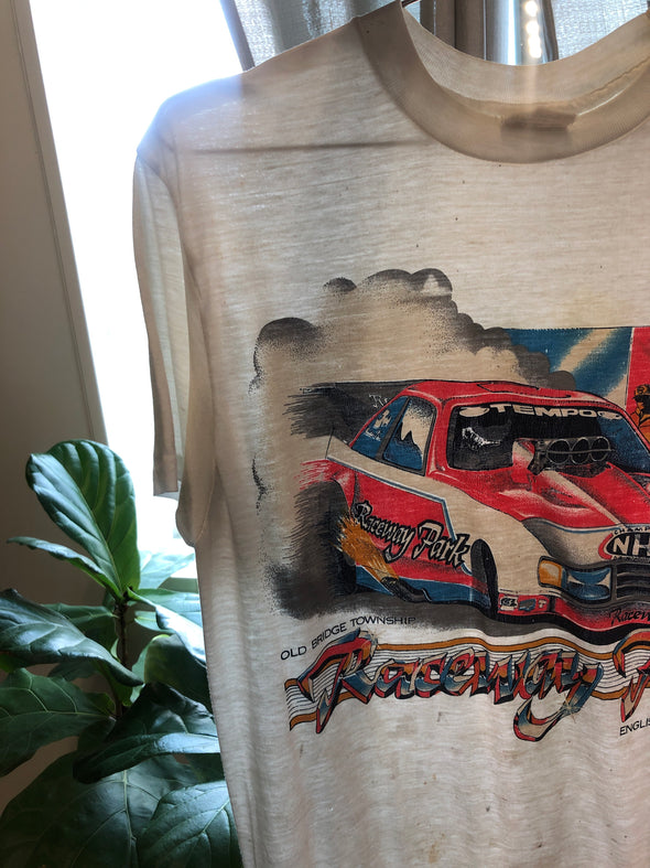 Vintage 1980s Raceway Park Grungy Tee