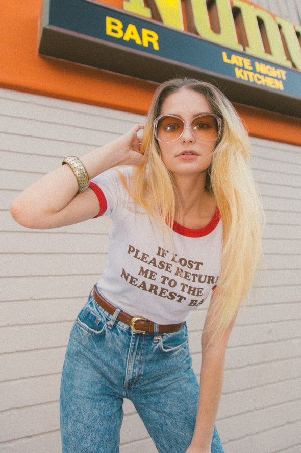 SAMPLE SALE If lost please return me to the nearest bar tee
