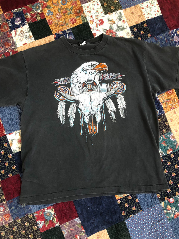 Vintage 90s Eagle and Cow Skull tee