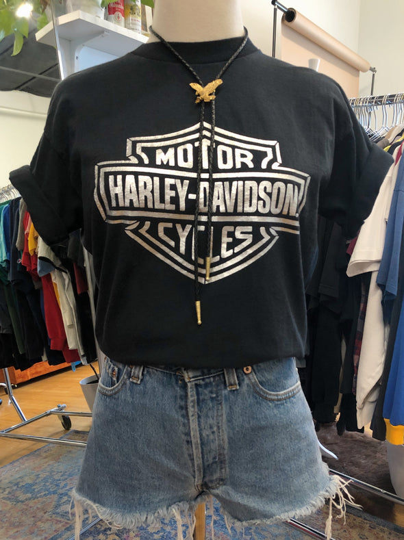Vintage 90's Harley Silver Emblem Tee