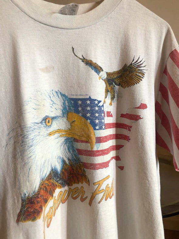Vintage 90s Forever Free Patriotic Eagle Tee