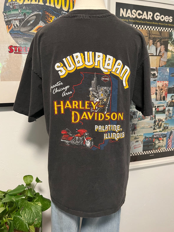 Vintage 1989 Faded Harley Illinois Tee