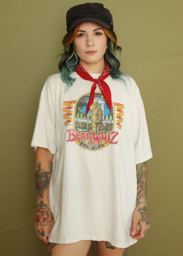 Vintage 1986 Grungy Bear Whiz Beer Tee