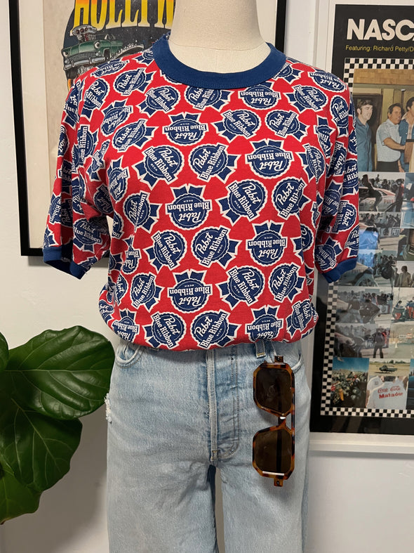 Rare Vintage 1970s/80s PBR All Over Print Ringer