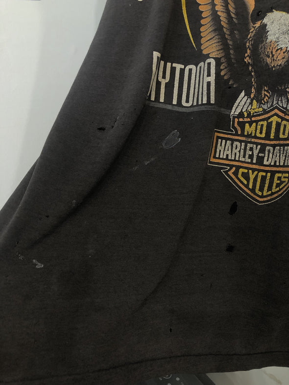 Vintage 1990 Paper Thin Trashed Harley Bike Week Tank