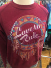 Vintage 1980's Love to Ride 3D Emblem Biker Sweatshirt