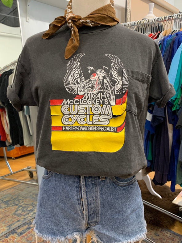 Vintage 1980's Micah McCloskey's Custom Pocket Harley Tee