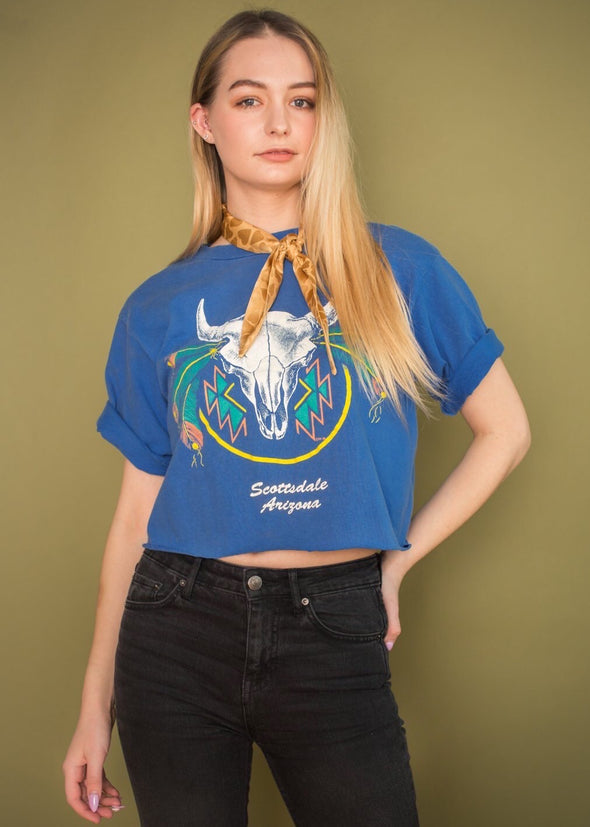Vintage 90s Cowskull Scottsdale Cropped Tee