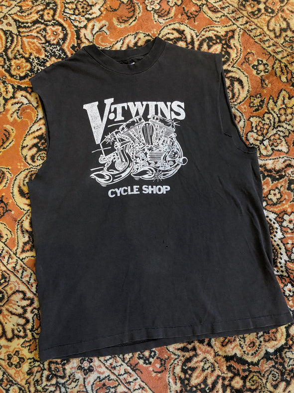 Vintage 80s/90s Faded and Distressed V Twin Harley Tank
