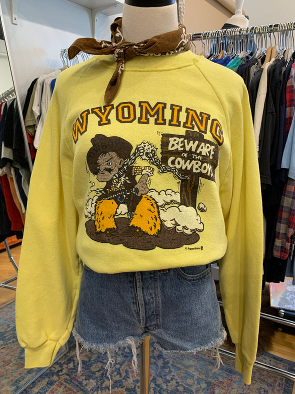 Vintage 80's Funny Wyoming Cowboys Sweatshirt