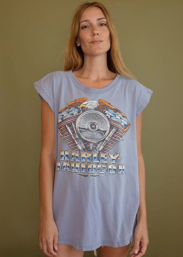 Vintage 1995 Harley V Twin Grey Muscle Tank