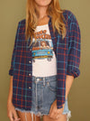 Vintage 90s Blue and Red Flannel