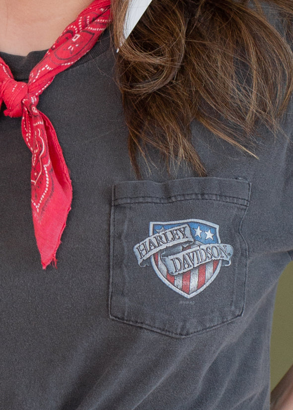 Vintage 1998 Harley Shield Pocket Tee
