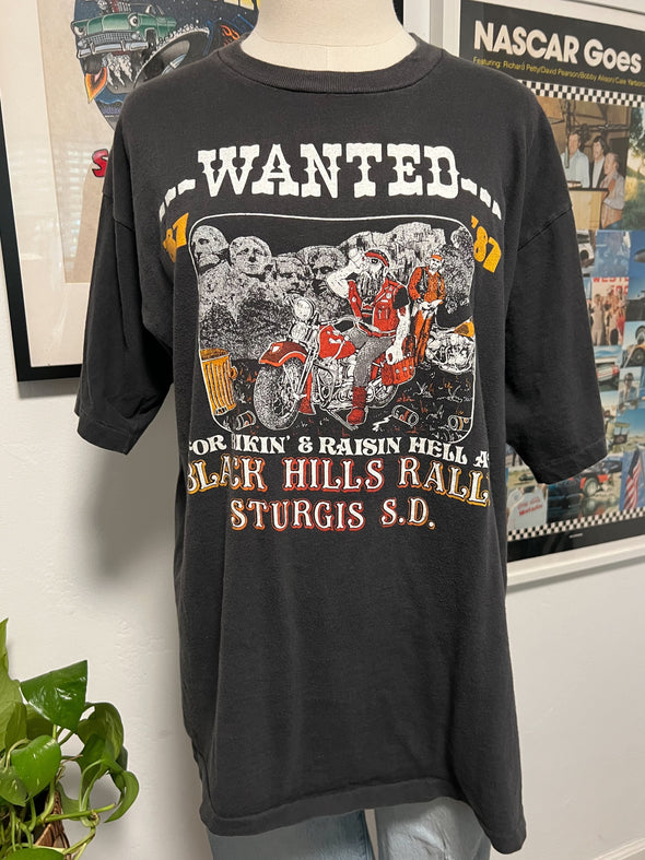 Vintage 1987 Wanted Black Hills Rally Tee