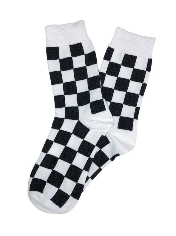 Black and White Checkered Socks