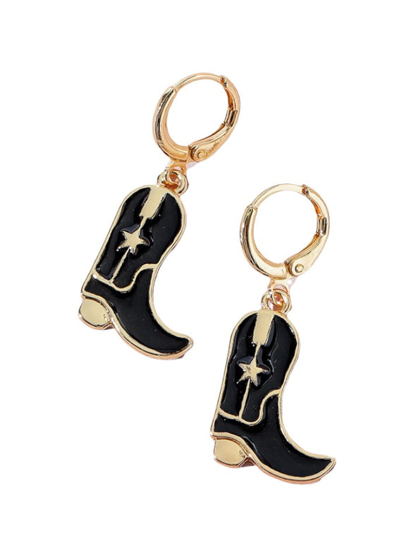 Black Cowboy Boot Earrings