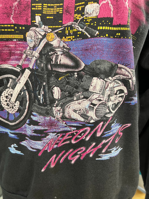 Vintage 1980's Neon Nights Biker Sweatshirt