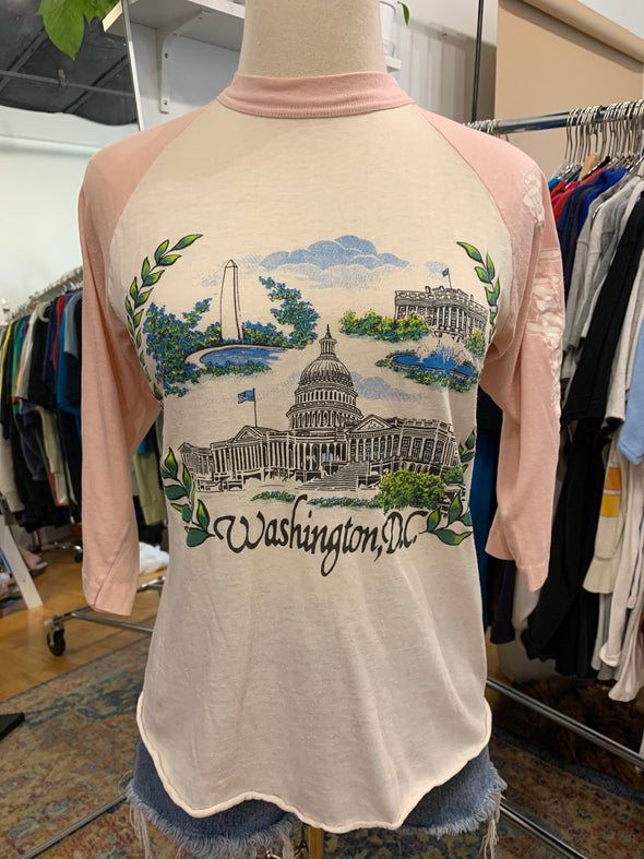 Vintage 1970's/80'a  Washington D.C. Raglan Tee