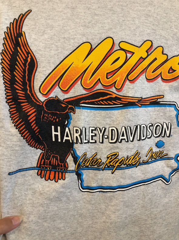 Vintage 1995 Harley Cedar Rapids Long Sleeve Henley Tee